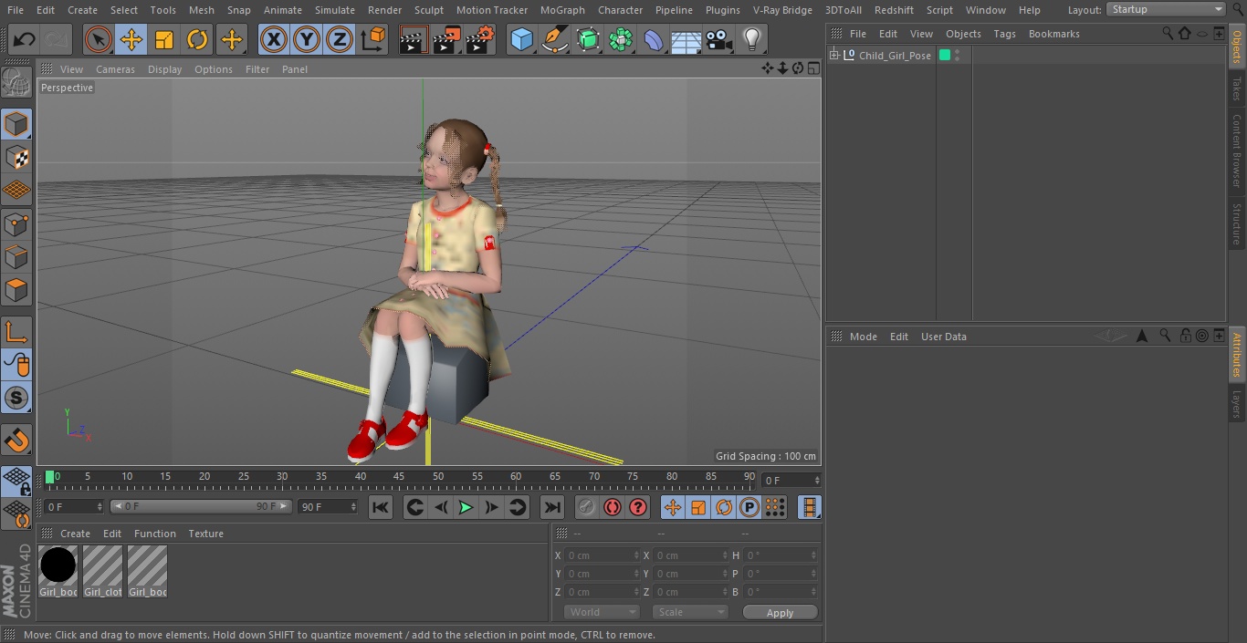 3D model Child Girl Pose