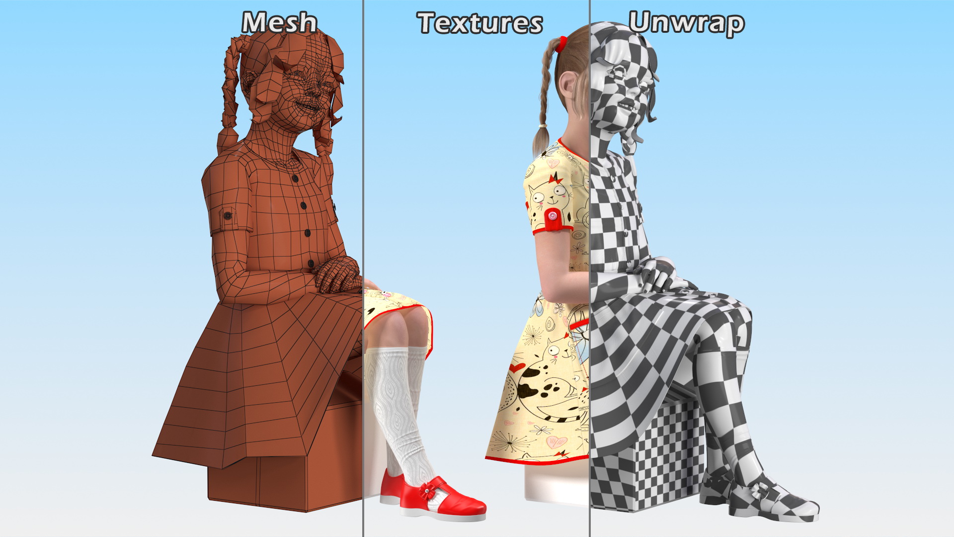3D model Child Girl Pose
