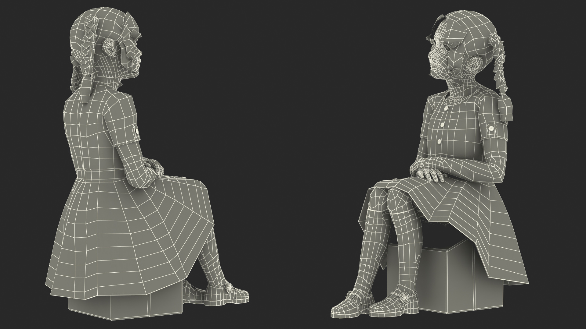 3D model Child Girl Pose
