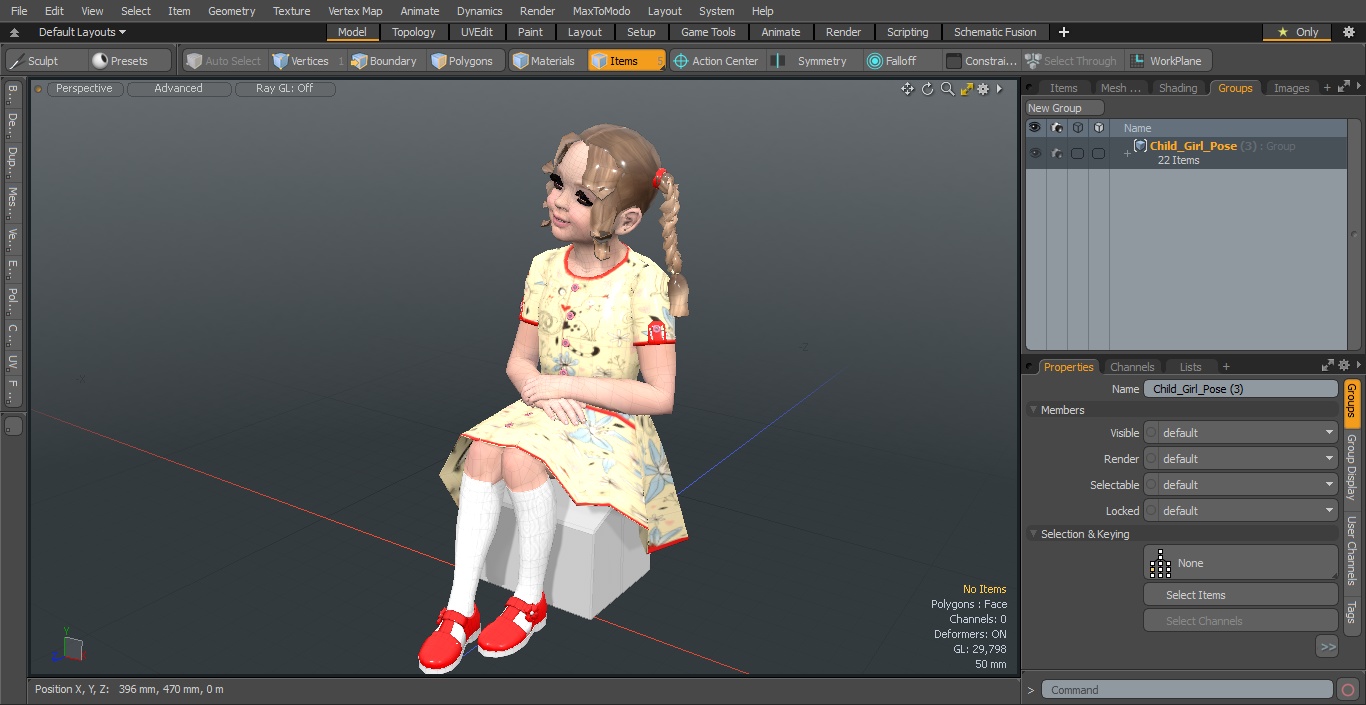 3D model Child Girl Pose