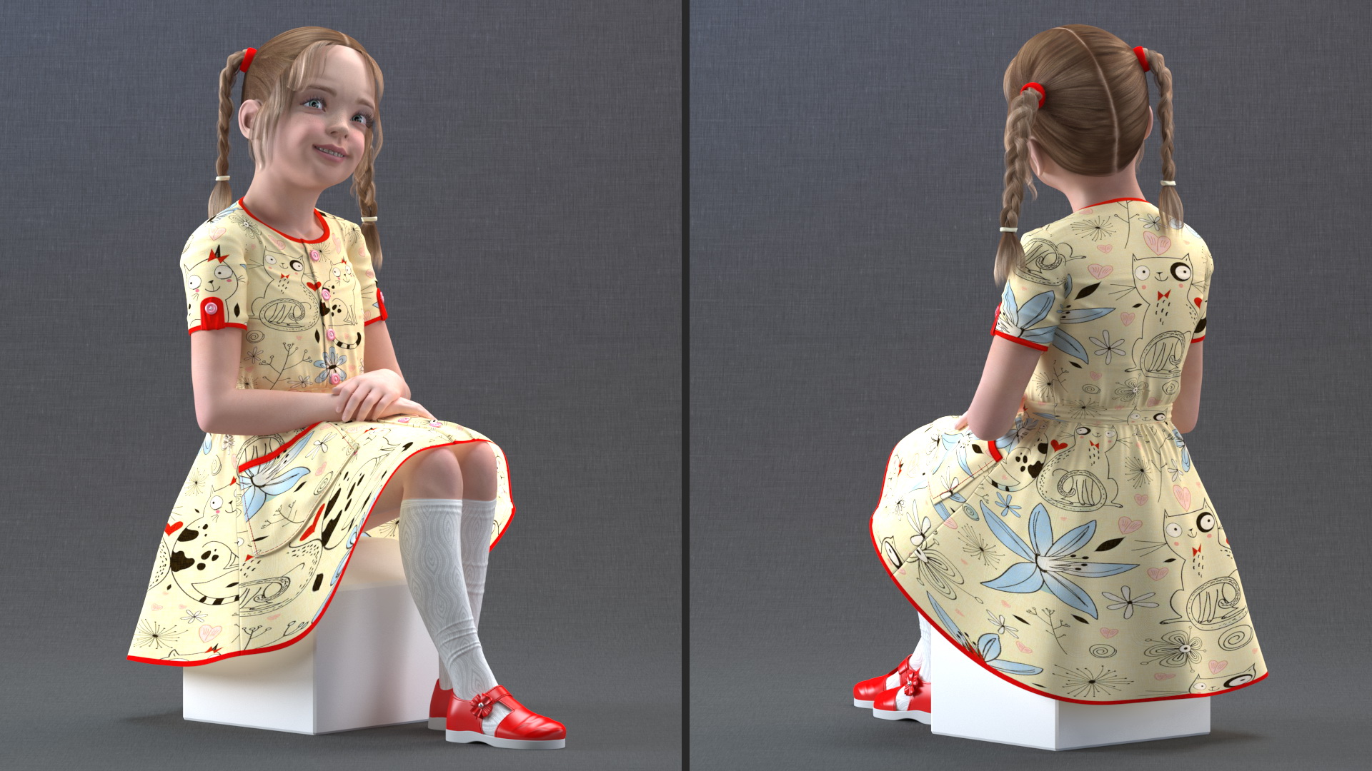 3D model Child Girl Pose