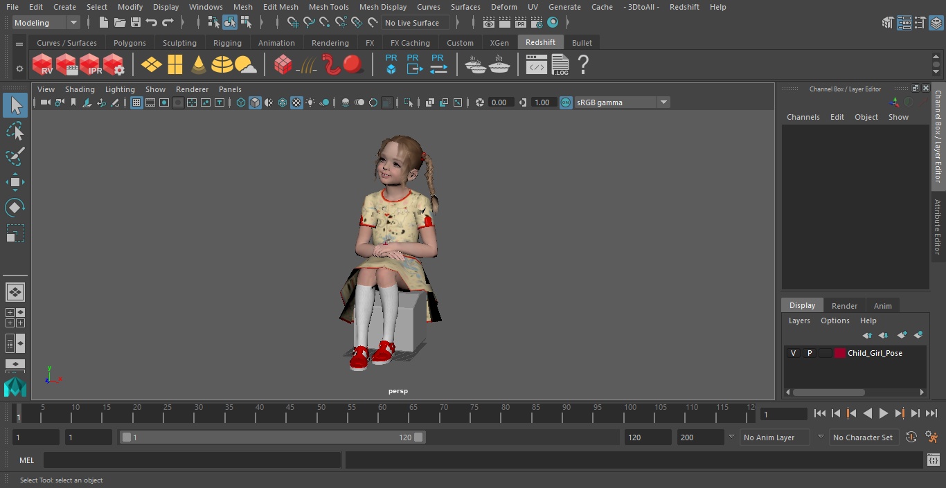 3D model Child Girl Pose