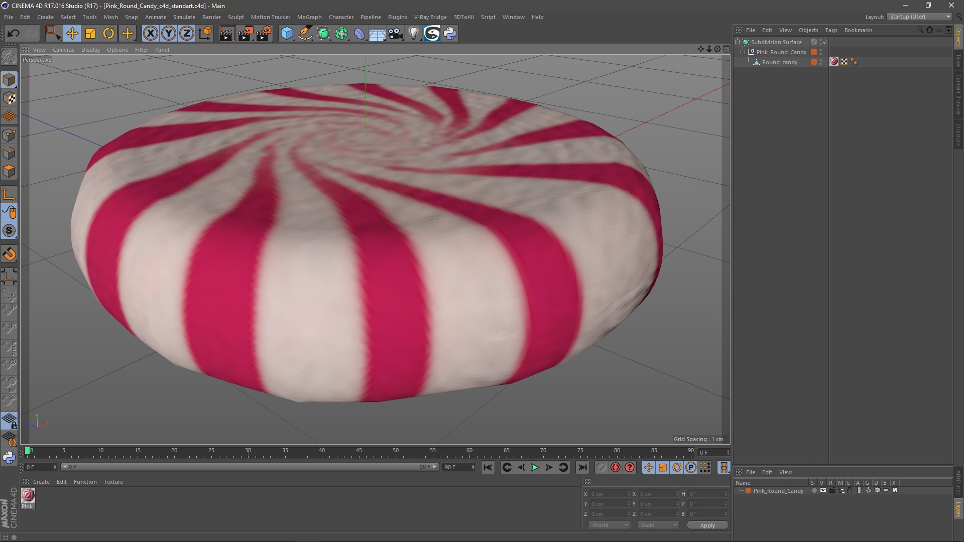 3D Pink Round Candy