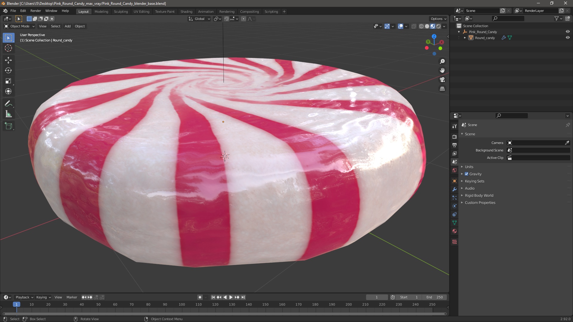 3D Pink Round Candy