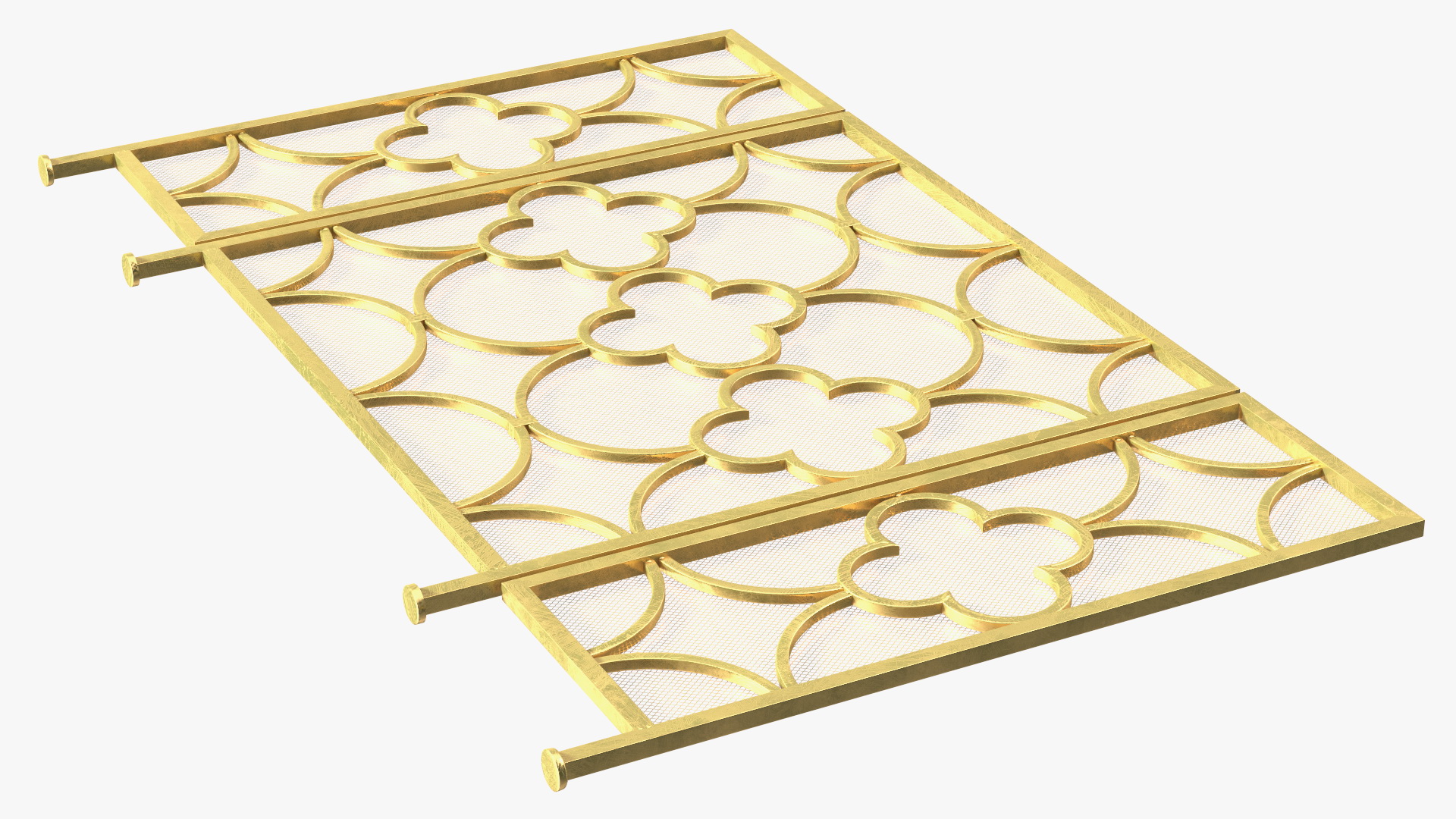 3D model Metal Fireplace Screen 3 Panel Gold