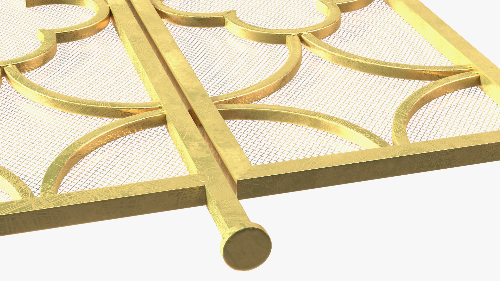 3D model Metal Fireplace Screen 3 Panel Gold