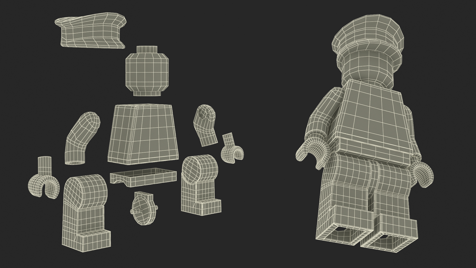 3D Minifigure LEGO Policeman Rigged for Maya