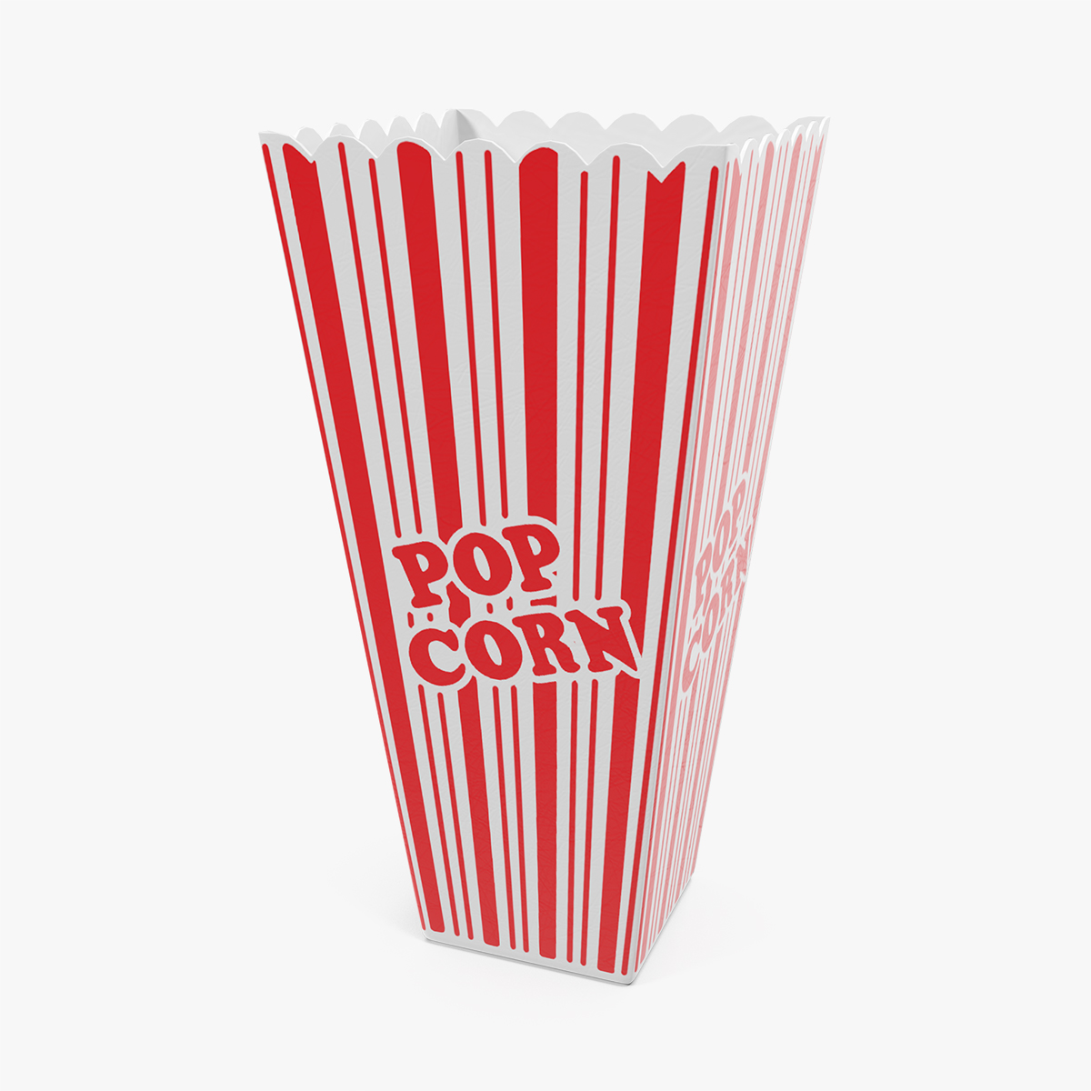 Empty Long Popcorn Cup 3D Model, view 3