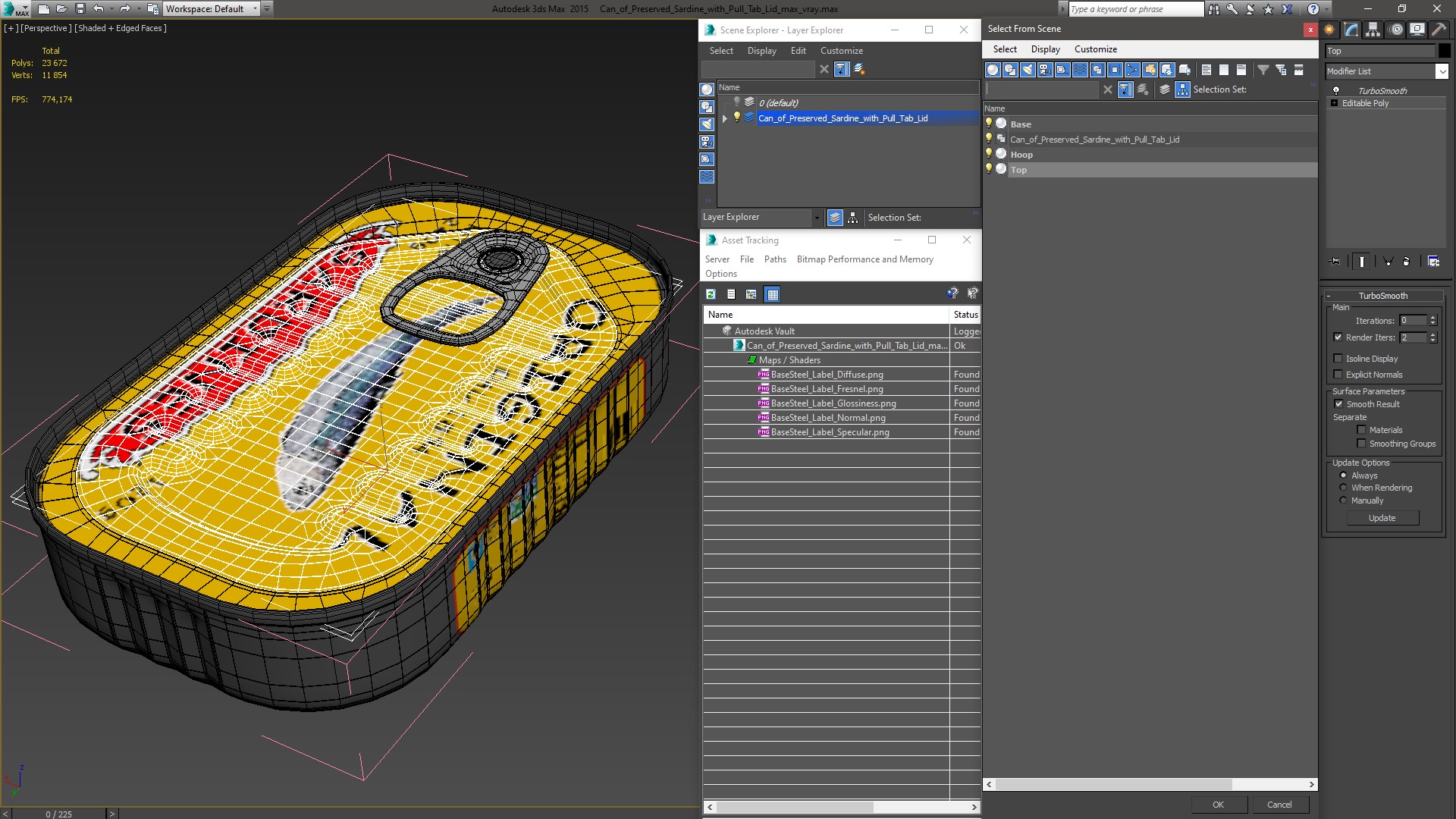 Can of Preserved Sardine with Pull Tab Lid 3D