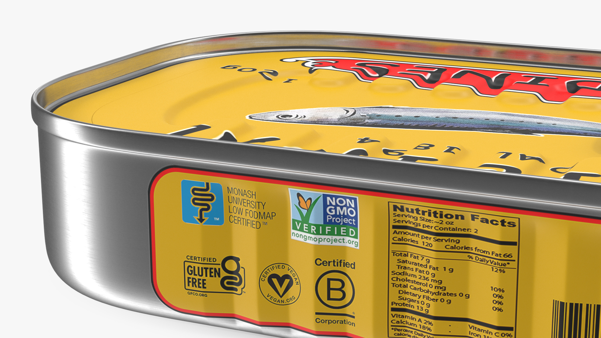 Can of Preserved Sardine with Pull Tab Lid 3D