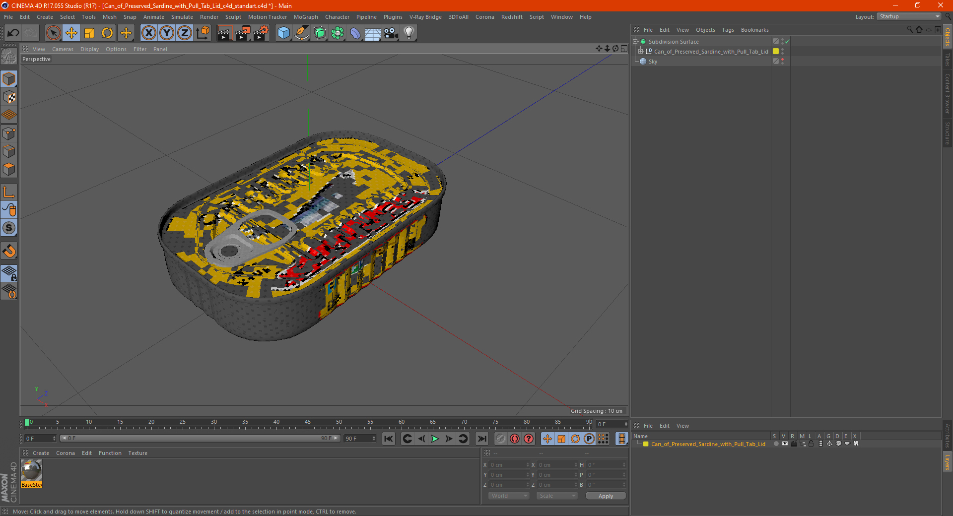Can of Preserved Sardine with Pull Tab Lid 3D