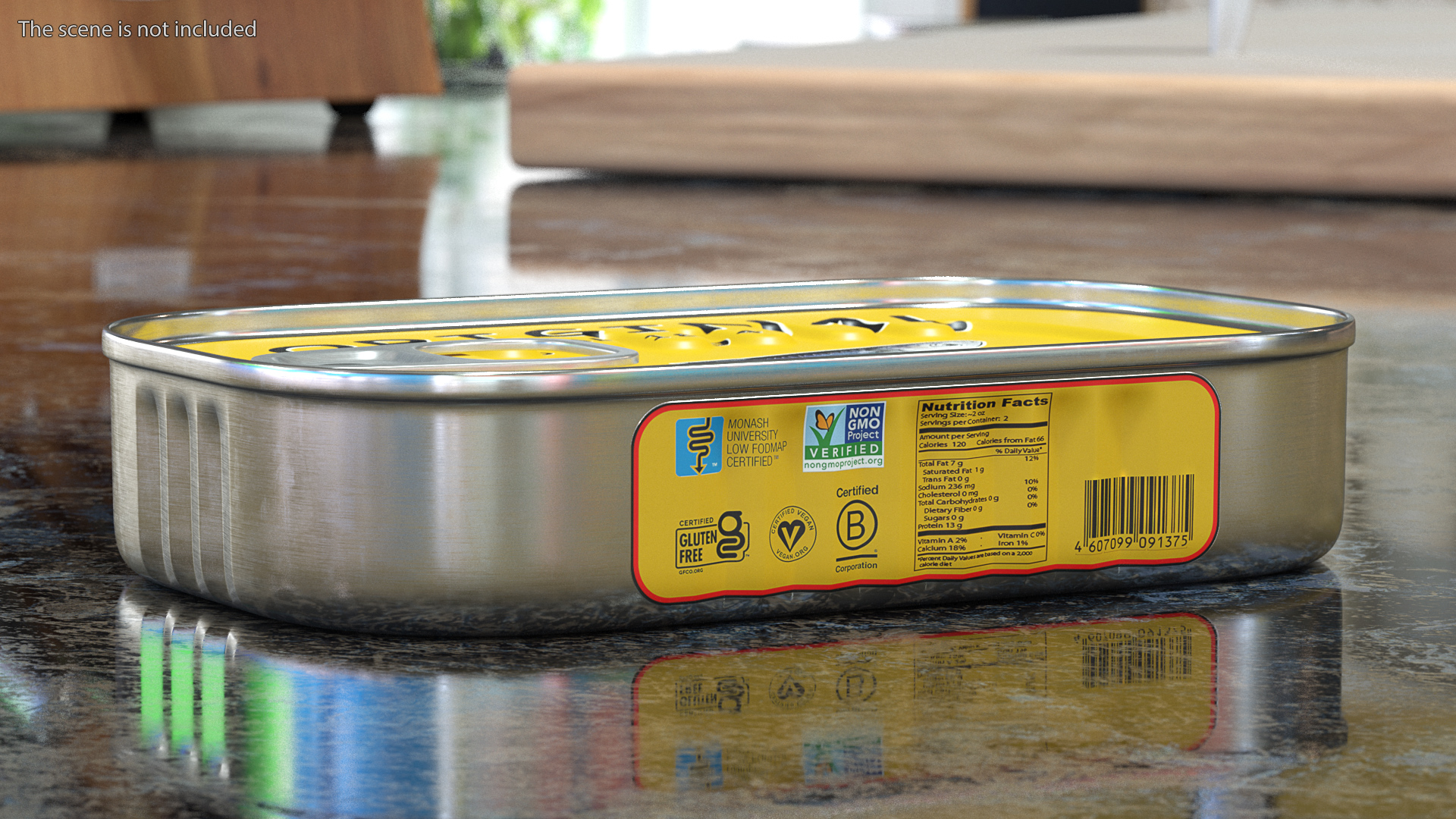 Can of Preserved Sardine with Pull Tab Lid 3D