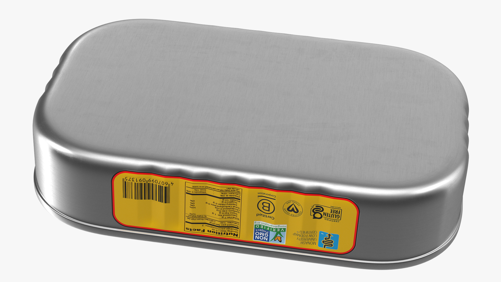 Can of Preserved Sardine with Pull Tab Lid 3D