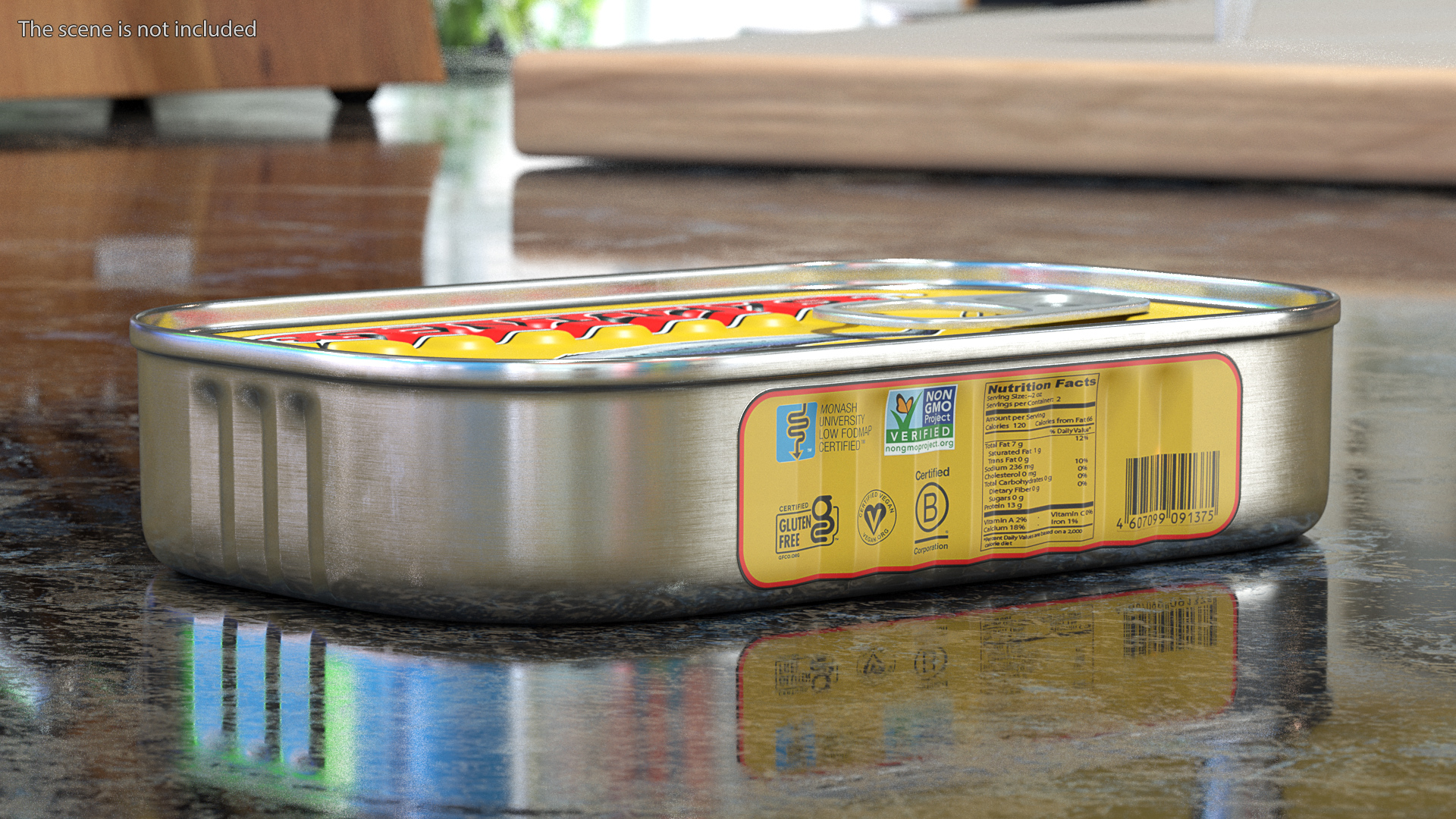 Can of Preserved Sardine with Pull Tab Lid 3D