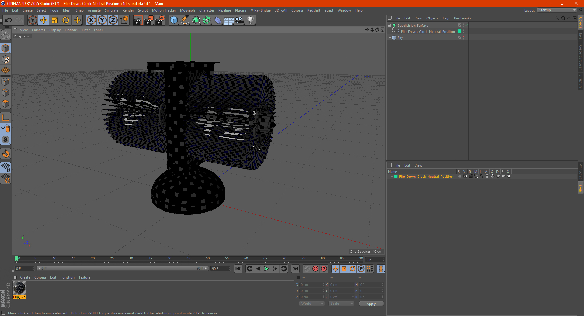 Flip Down Clock Neutral Position 3D