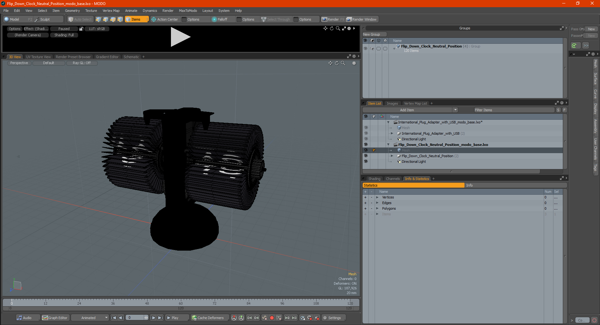 Flip Down Clock Neutral Position 3D