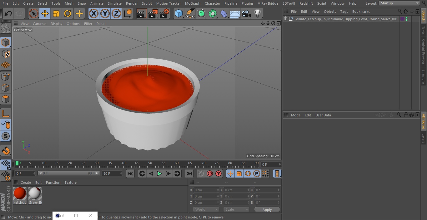 3D Tomato Ketchup In Melamine Dipping Bowl Round Sauce