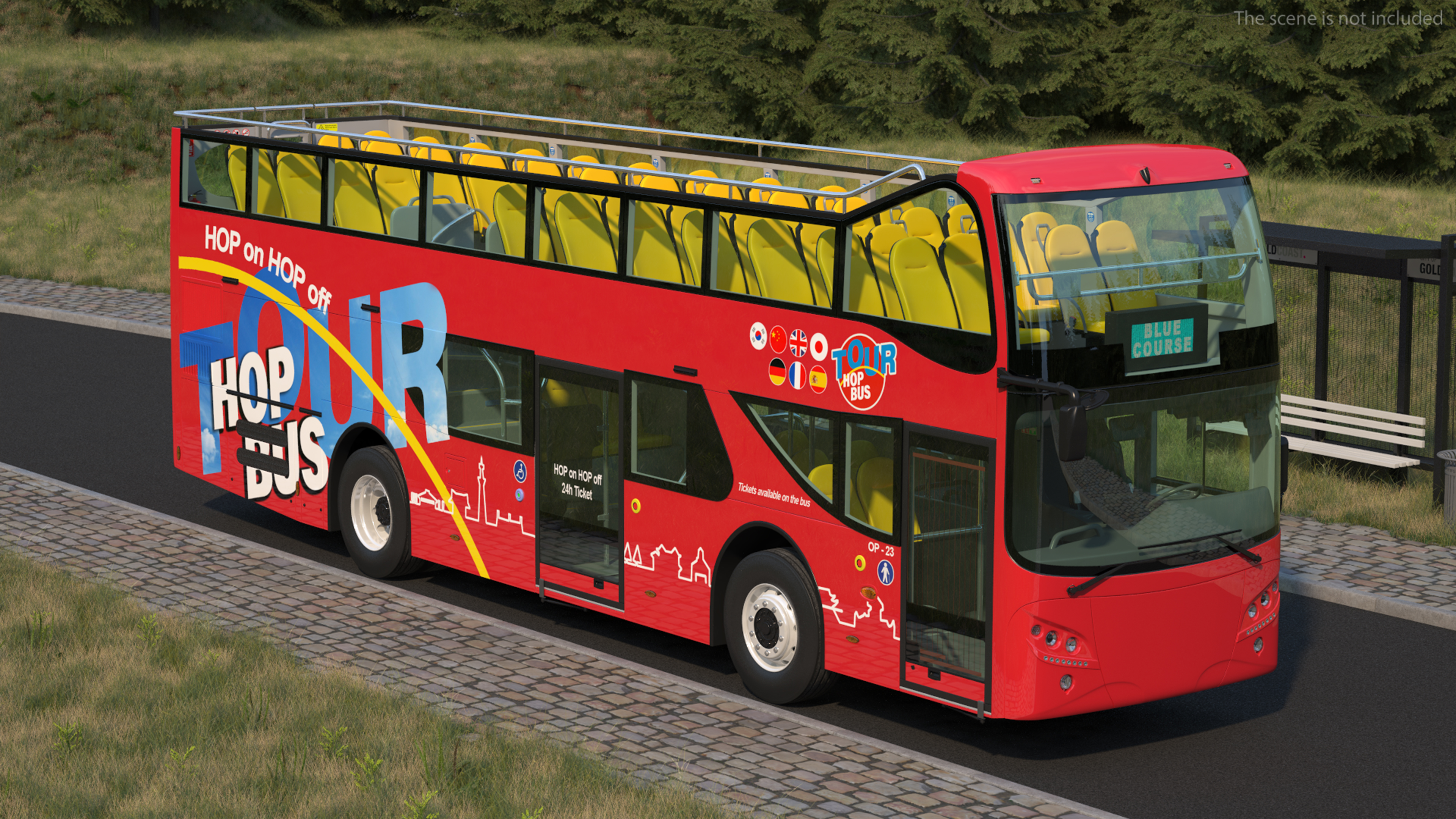 3D Open Top Double Decker Hop On Off Tour Bus Rigged for Maya model