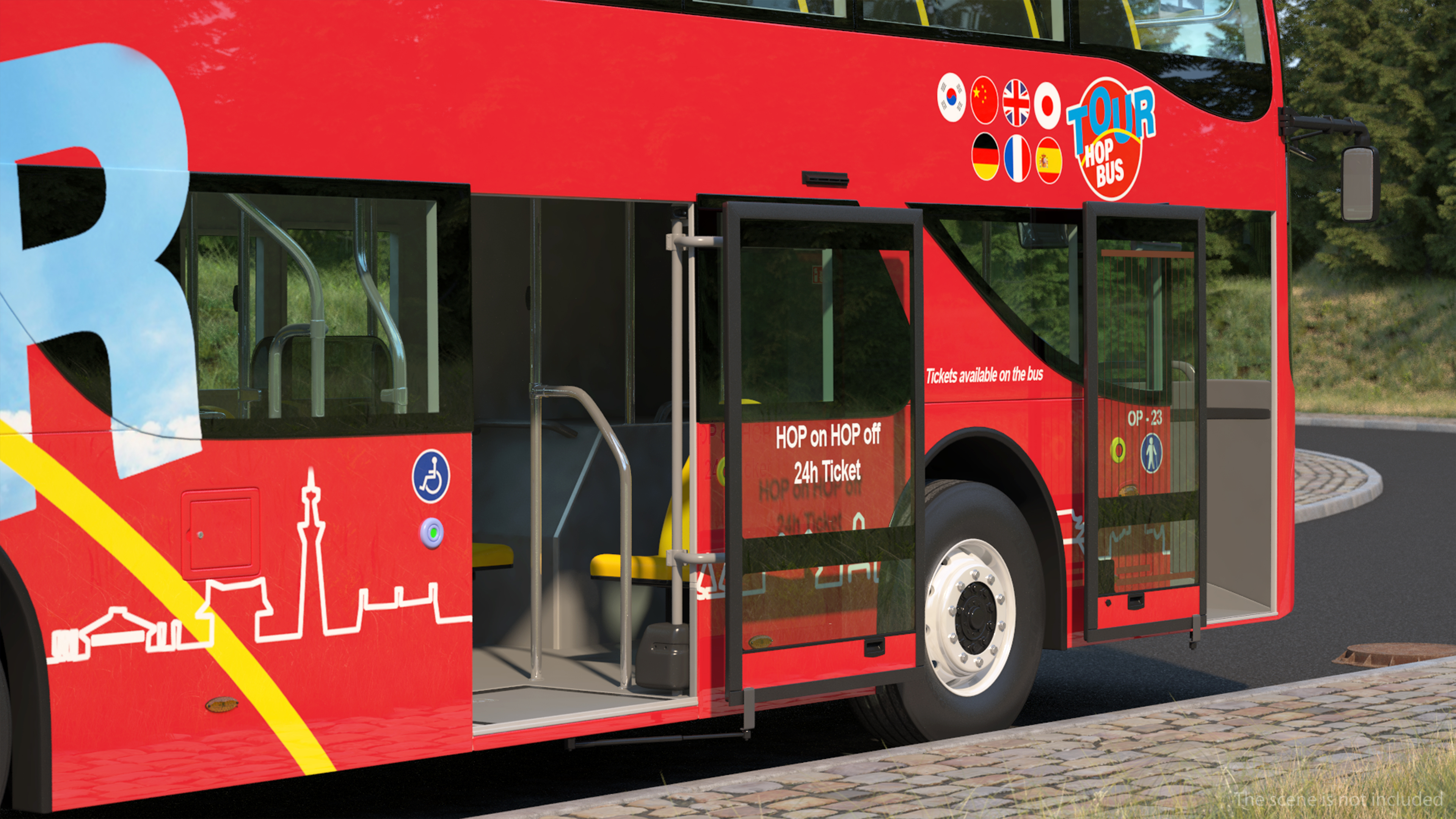 3D Open Top Double Decker Hop On Off Tour Bus Rigged for Maya model