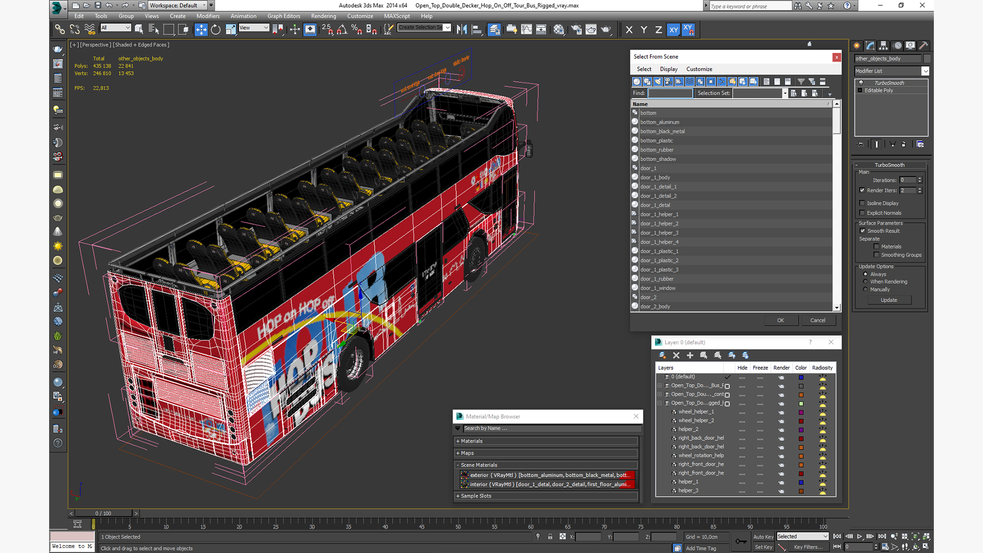 3D Open Top Double Decker Hop On Off Tour Bus Rigged for Maya model