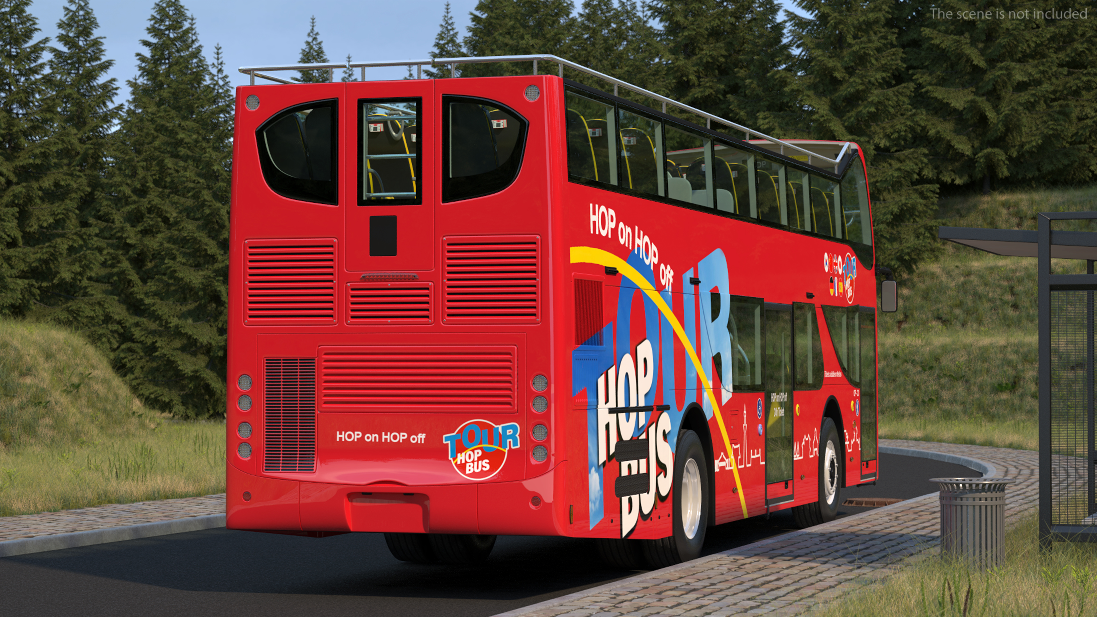 3D Open Top Double Decker Hop On Off Tour Bus Rigged for Maya model
