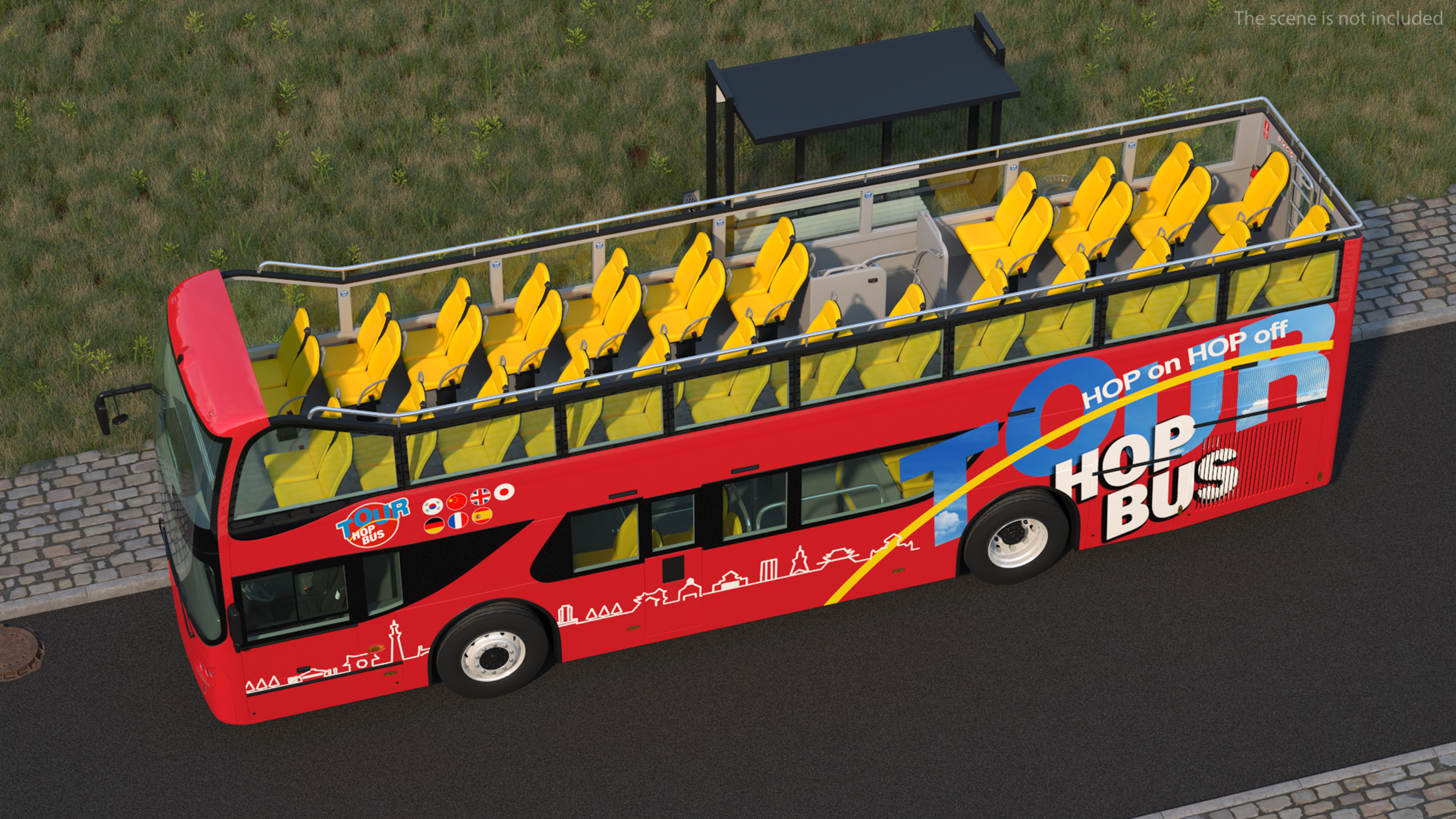 3D Open Top Double Decker Hop On Off Tour Bus Rigged for Maya model