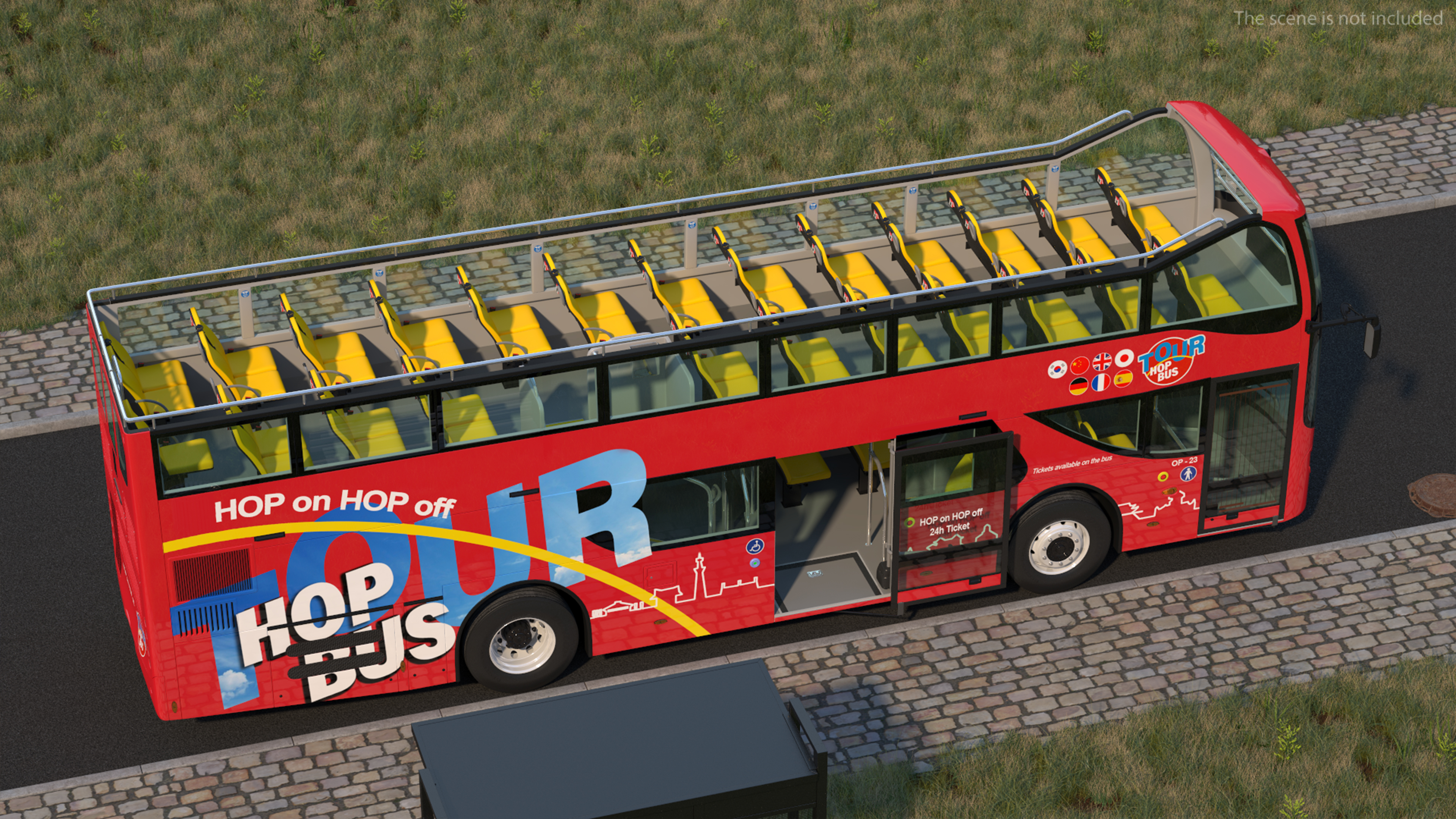 3D Open Top Double Decker Hop On Off Tour Bus Rigged for Maya model