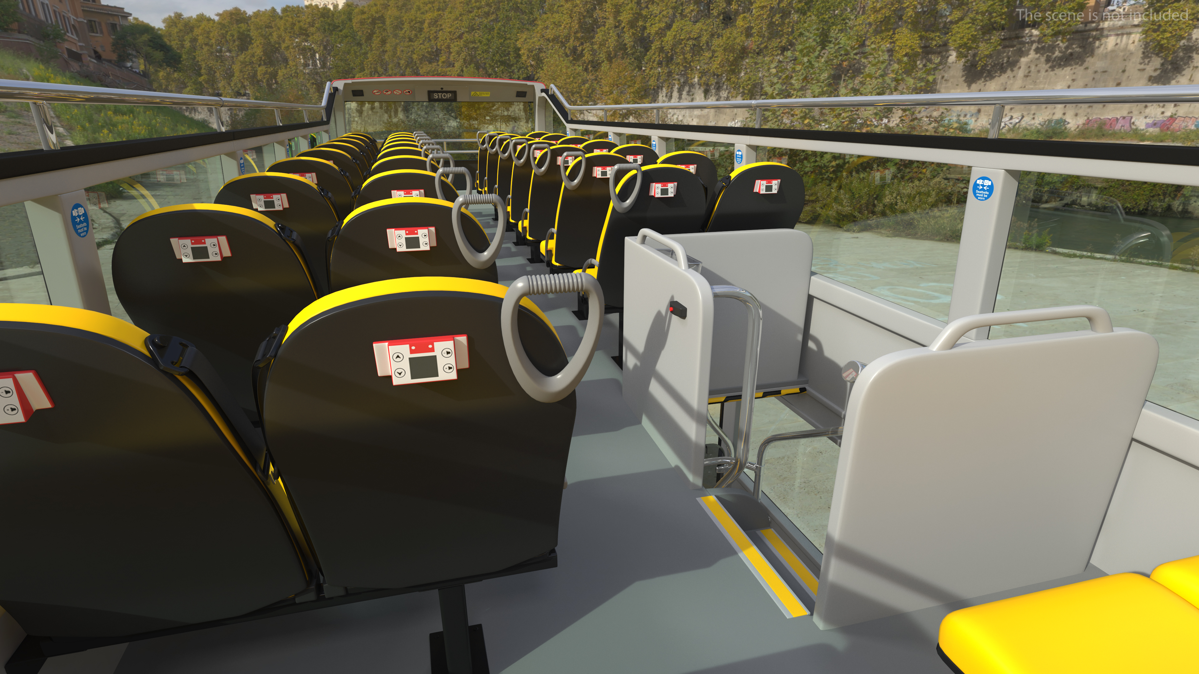 3D Open Top Double Decker Hop On Off Tour Bus Rigged for Maya model