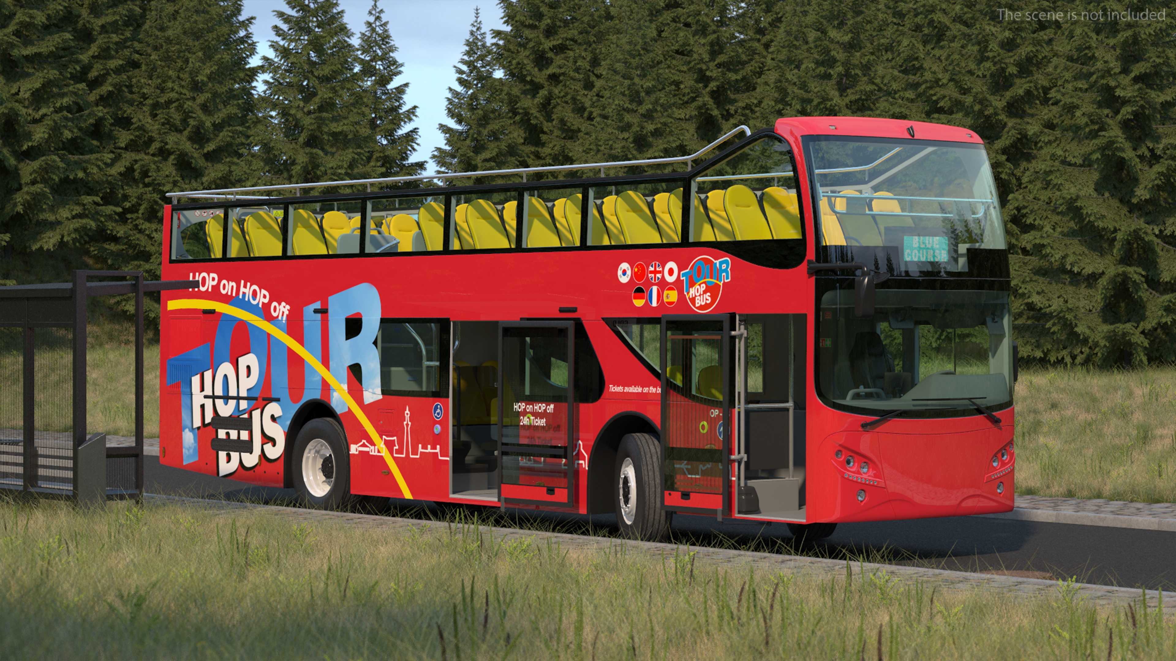 3D Open Top Double Decker Hop On Off Tour Bus Rigged for Maya model