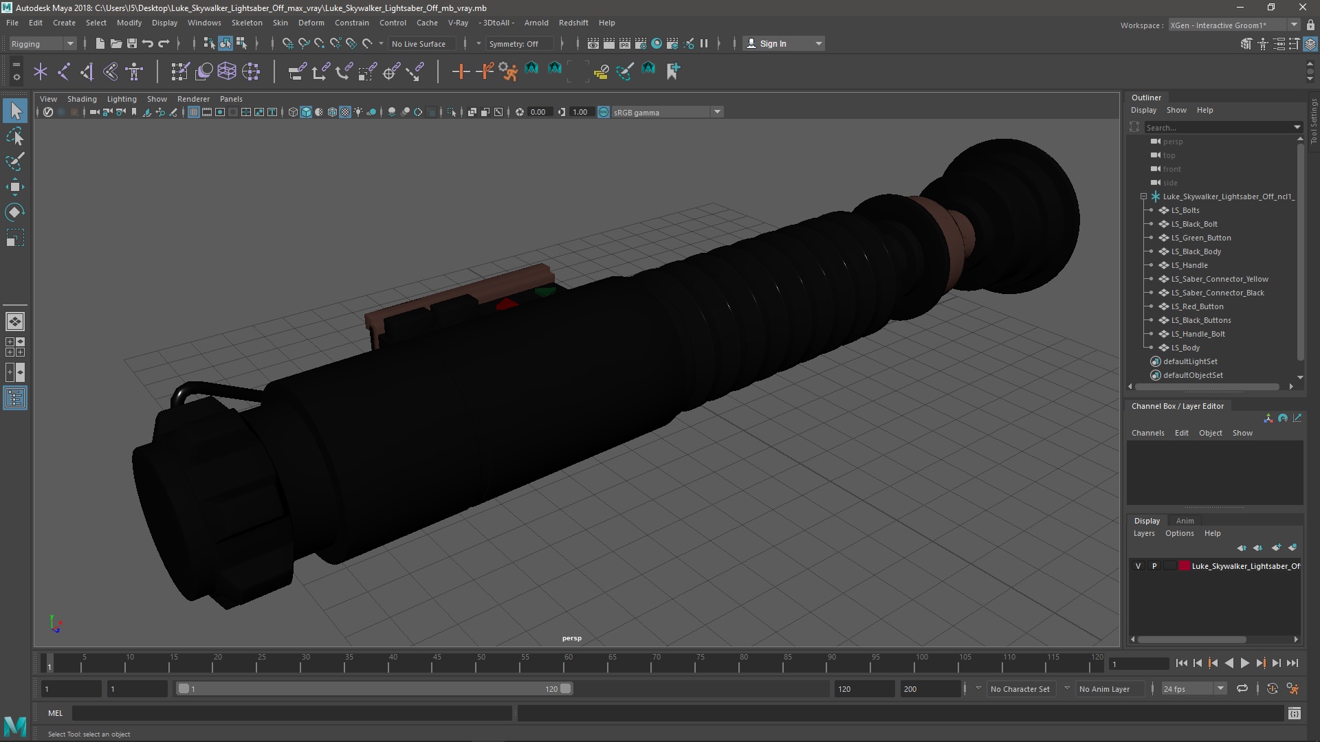 Luke Skywalker Lightsaber Off 3D model