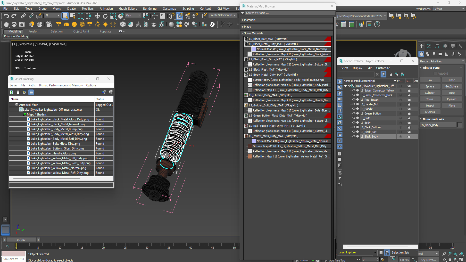 Luke Skywalker Lightsaber Off 3D model