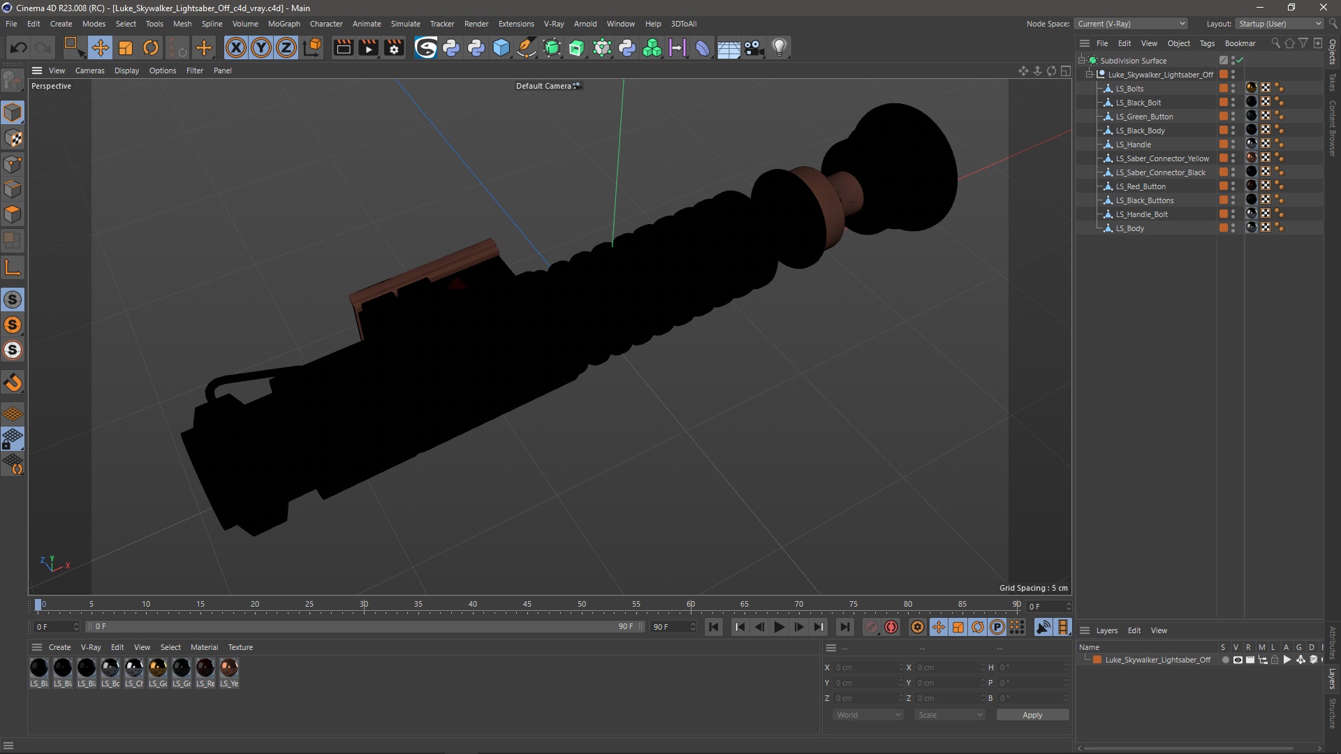 Luke Skywalker Lightsaber Off 3D model