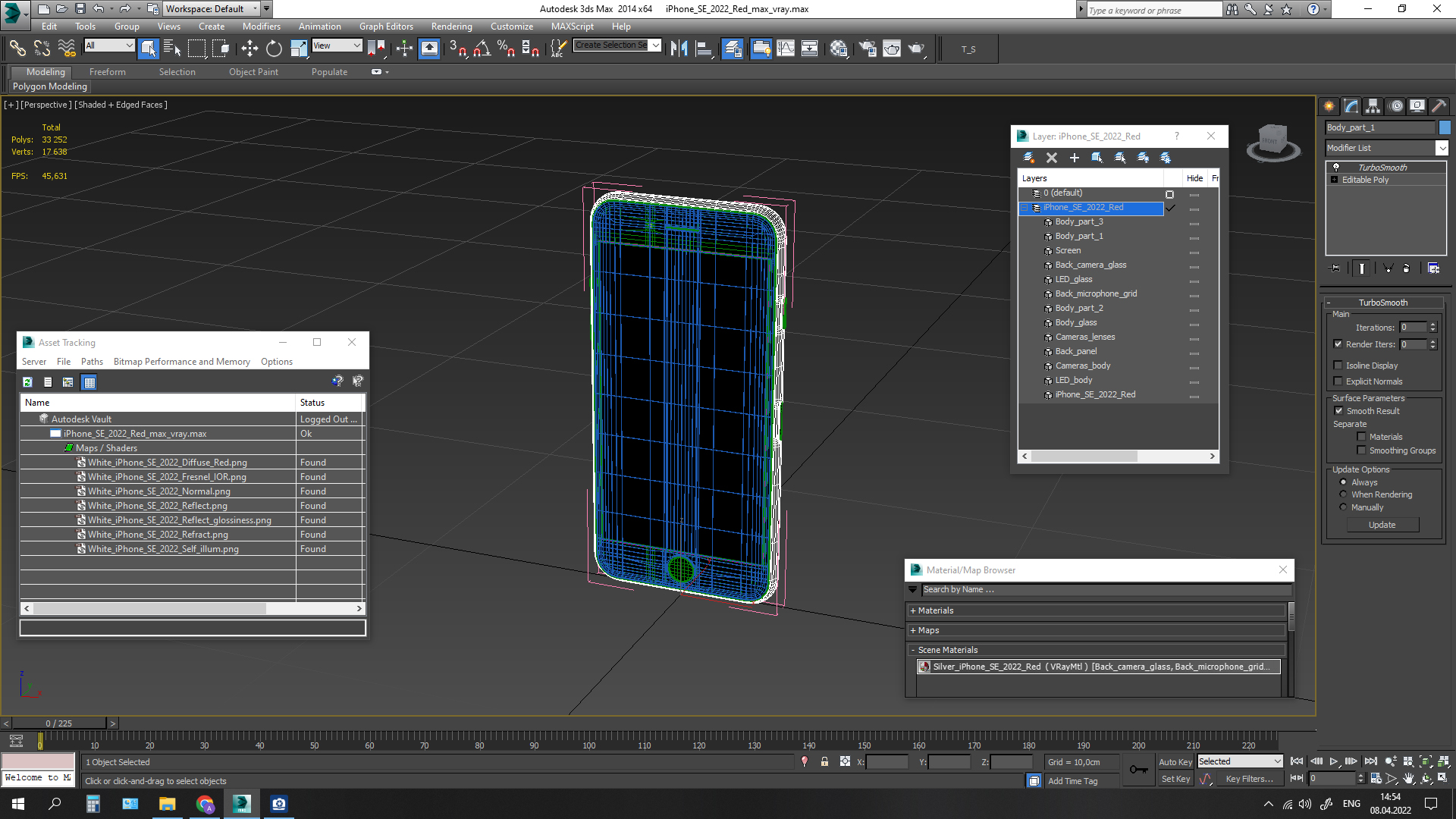 3D iPhone SE 2022 Red model