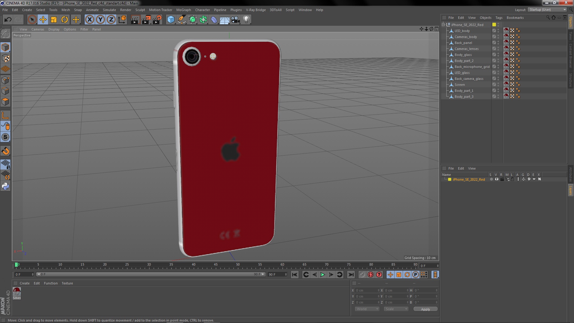 3D iPhone SE 2022 Red model