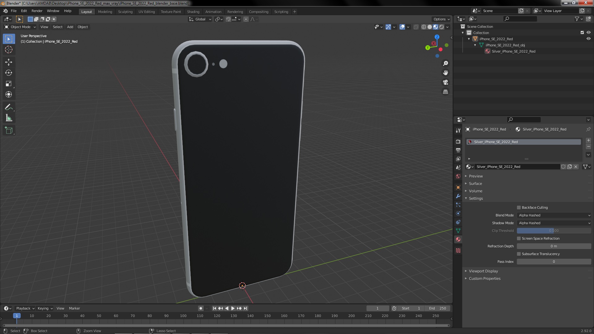 3D iPhone SE 2022 Red model