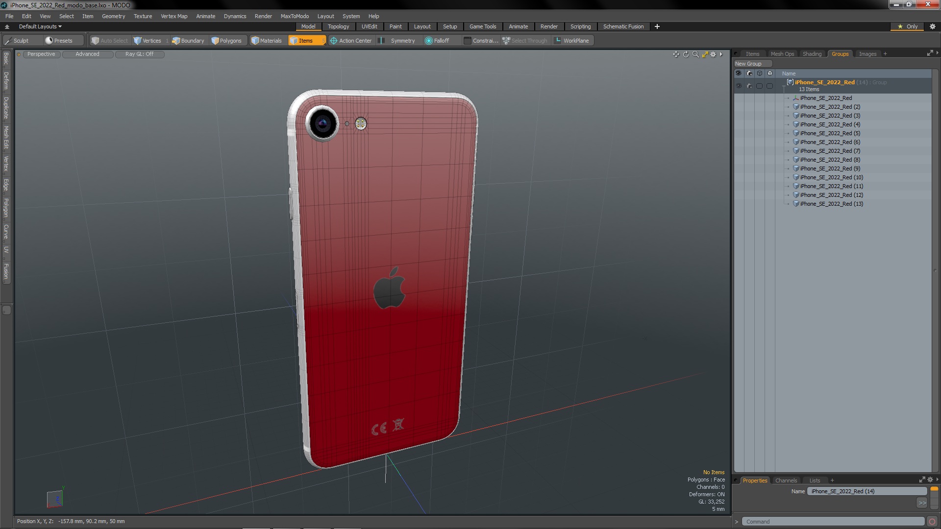 3D iPhone SE 2022 Red model
