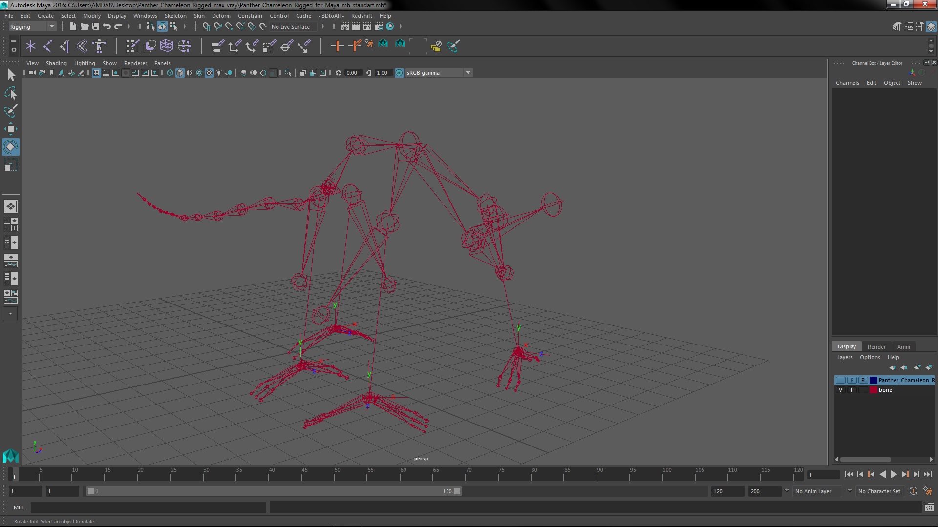 3D Panther Chameleon Rigged for Maya model