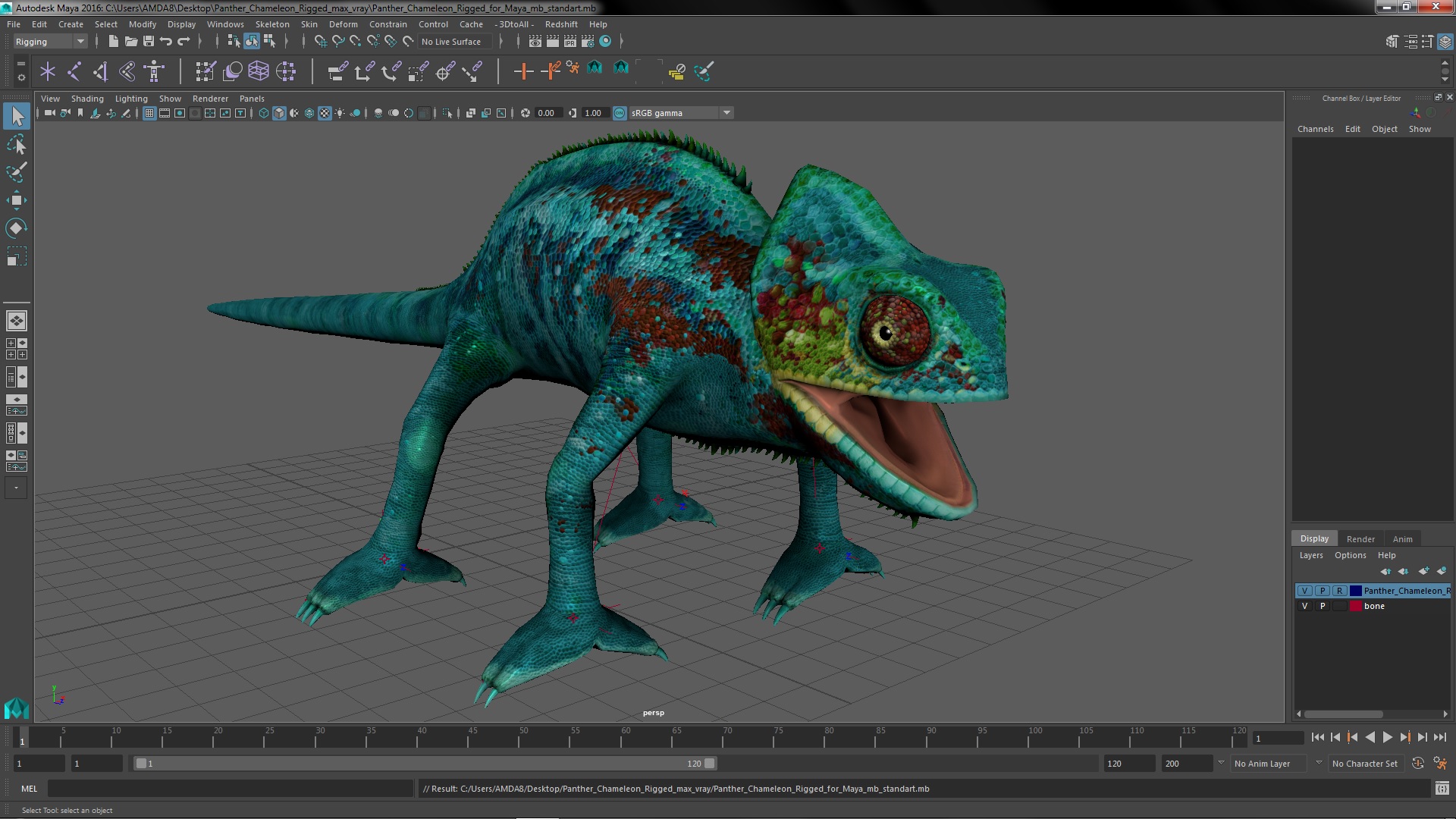 3D Panther Chameleon Rigged for Maya model