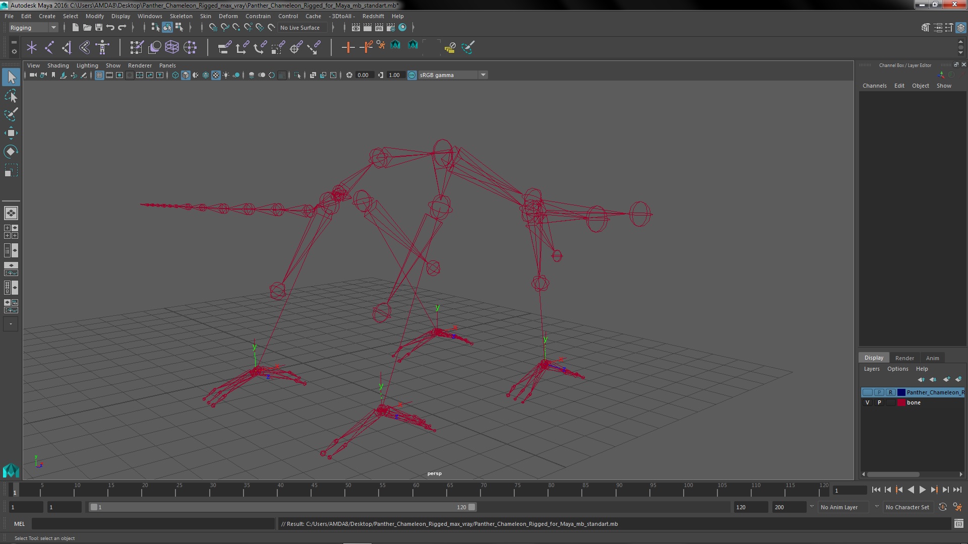 3D Panther Chameleon Rigged for Maya model