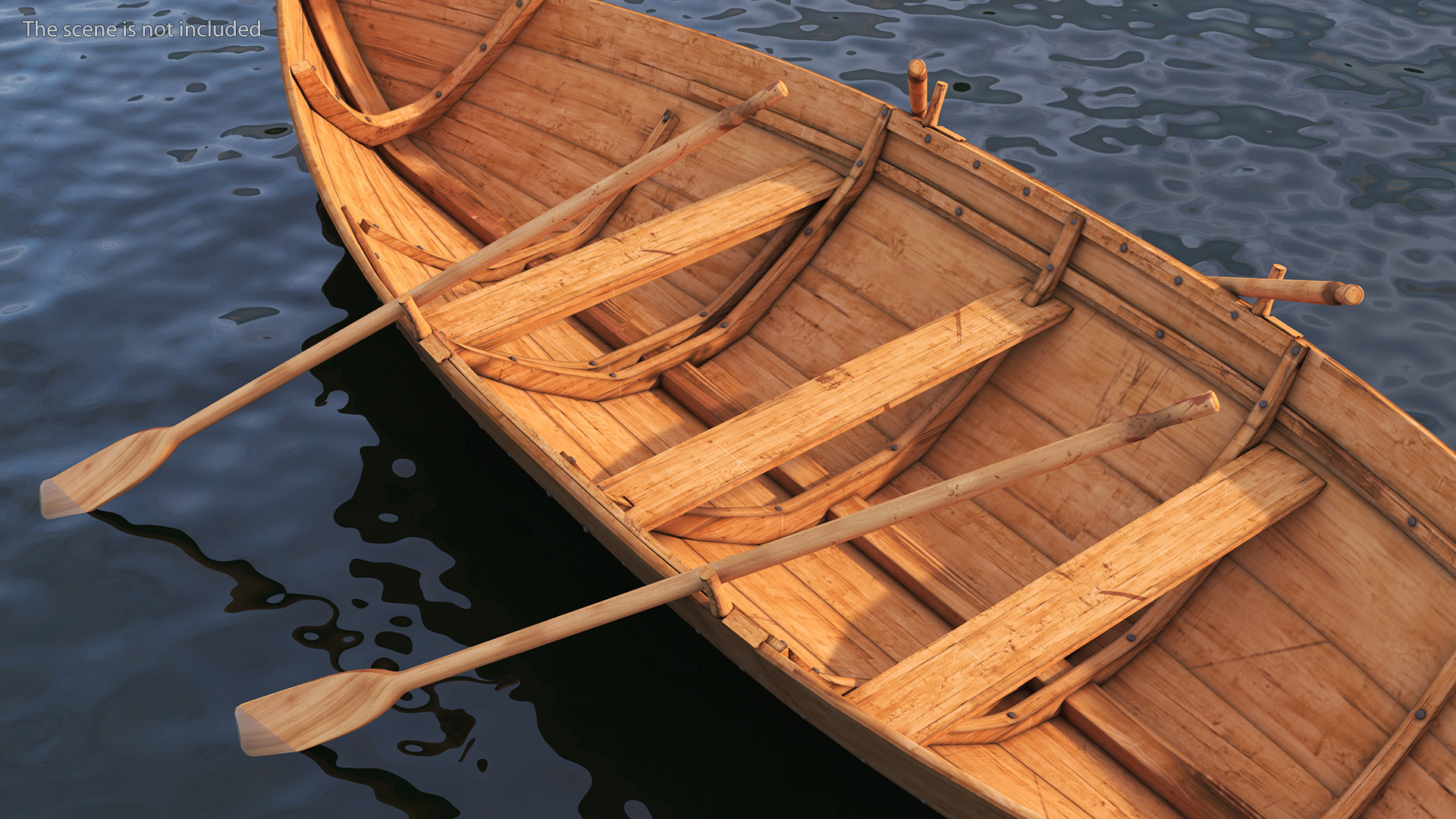 Wooden Boat with Paddles 3D model