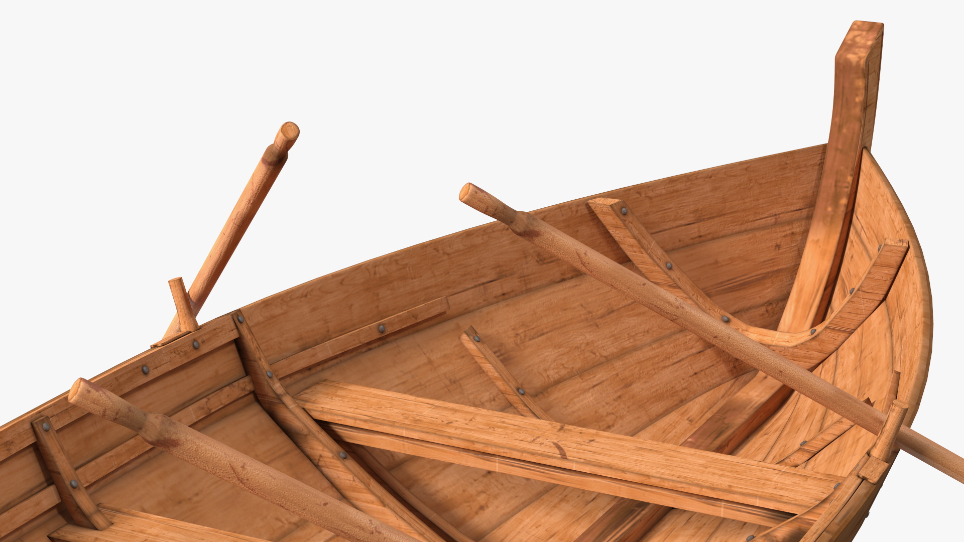 Wooden Boat with Paddles 3D model