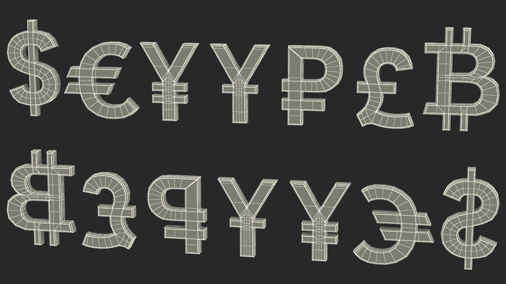 Currency Symbols Golden Set 3D