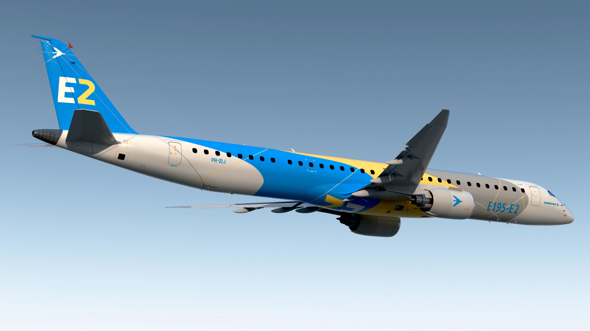 3D Embraer E-Jet E195-E2 Rigged model
