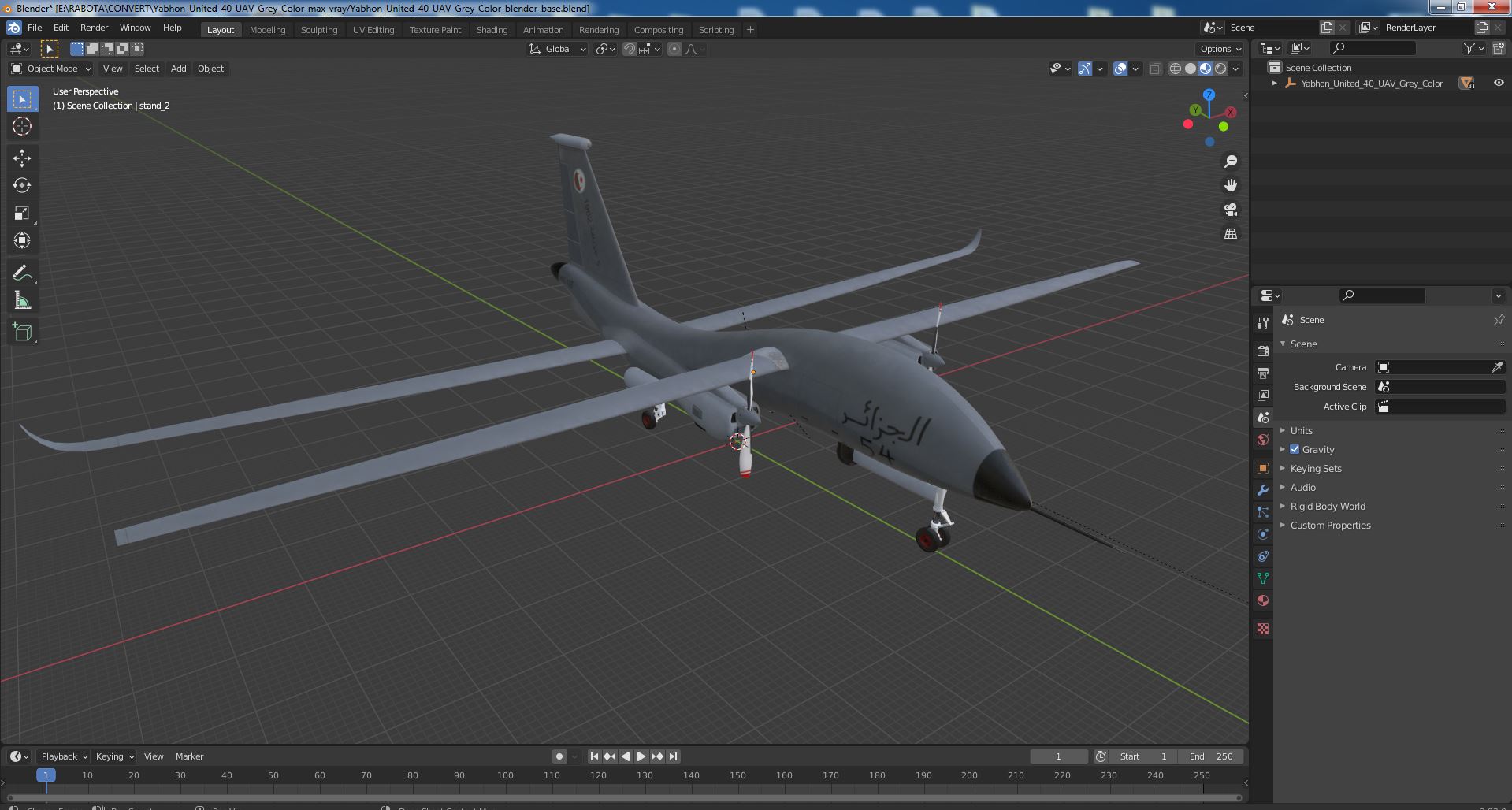 3D Yabhon United 40-UAV Grey Color