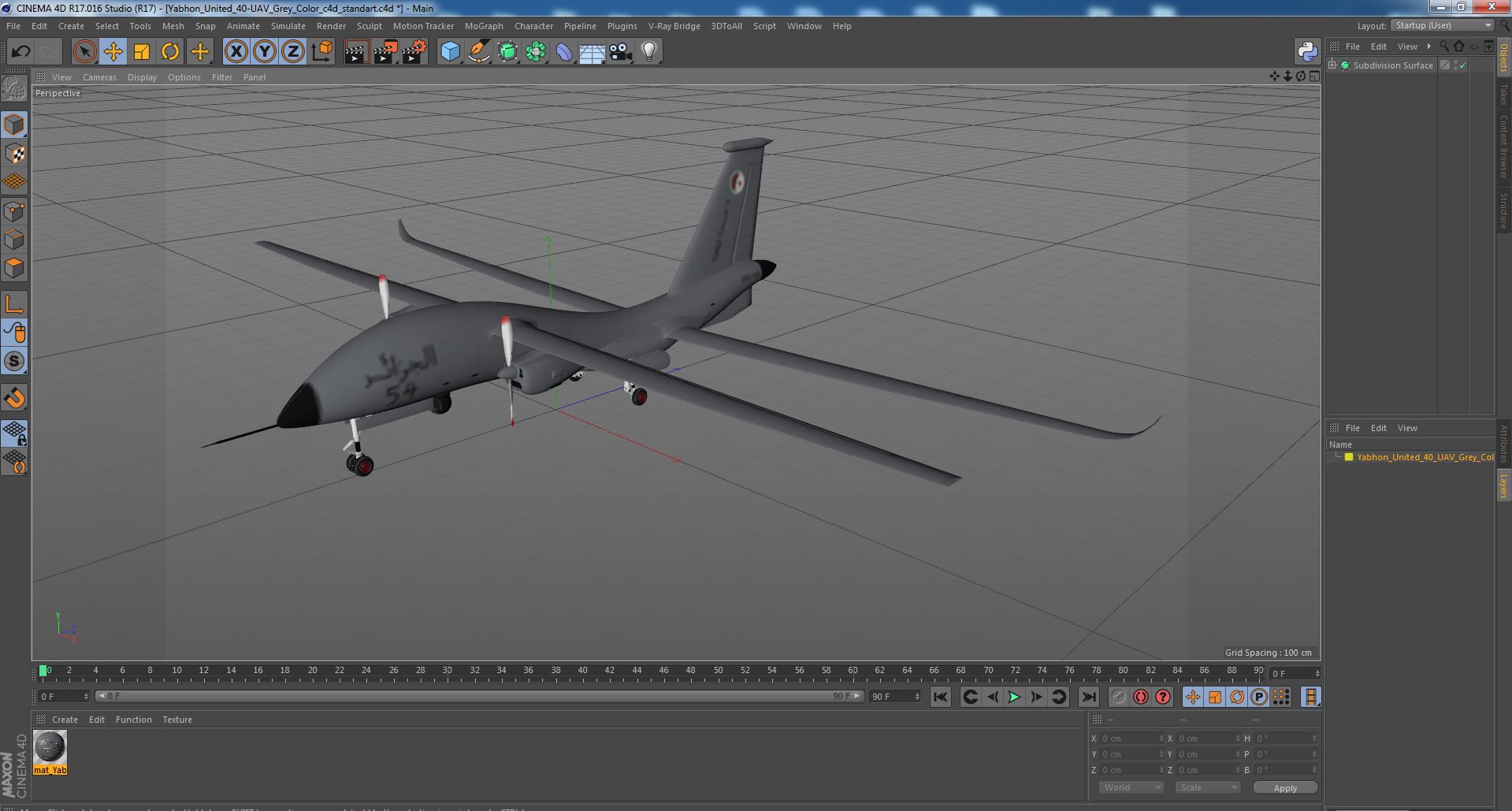 3D Yabhon United 40-UAV Grey Color