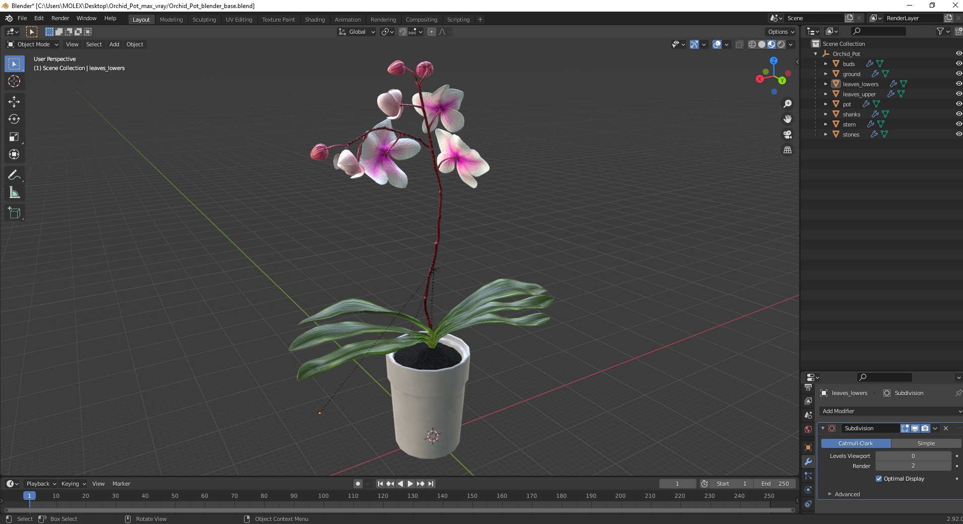 3D model Orchid Pot