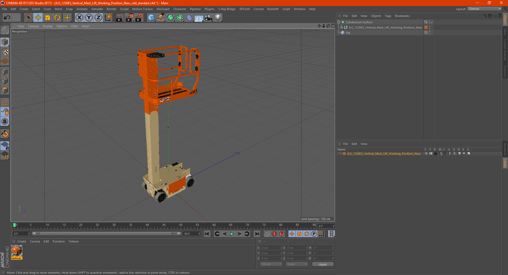 3D model JLG 1230ES Vertical Mast Lift Working Position New