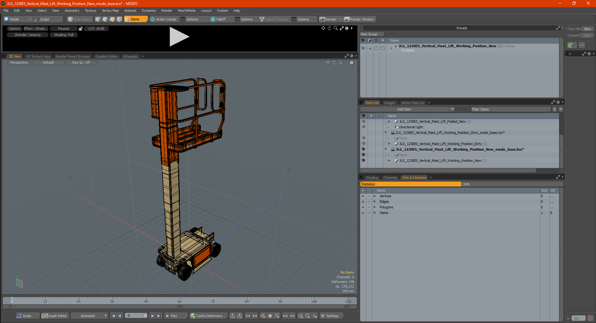 3D model JLG 1230ES Vertical Mast Lift Working Position New