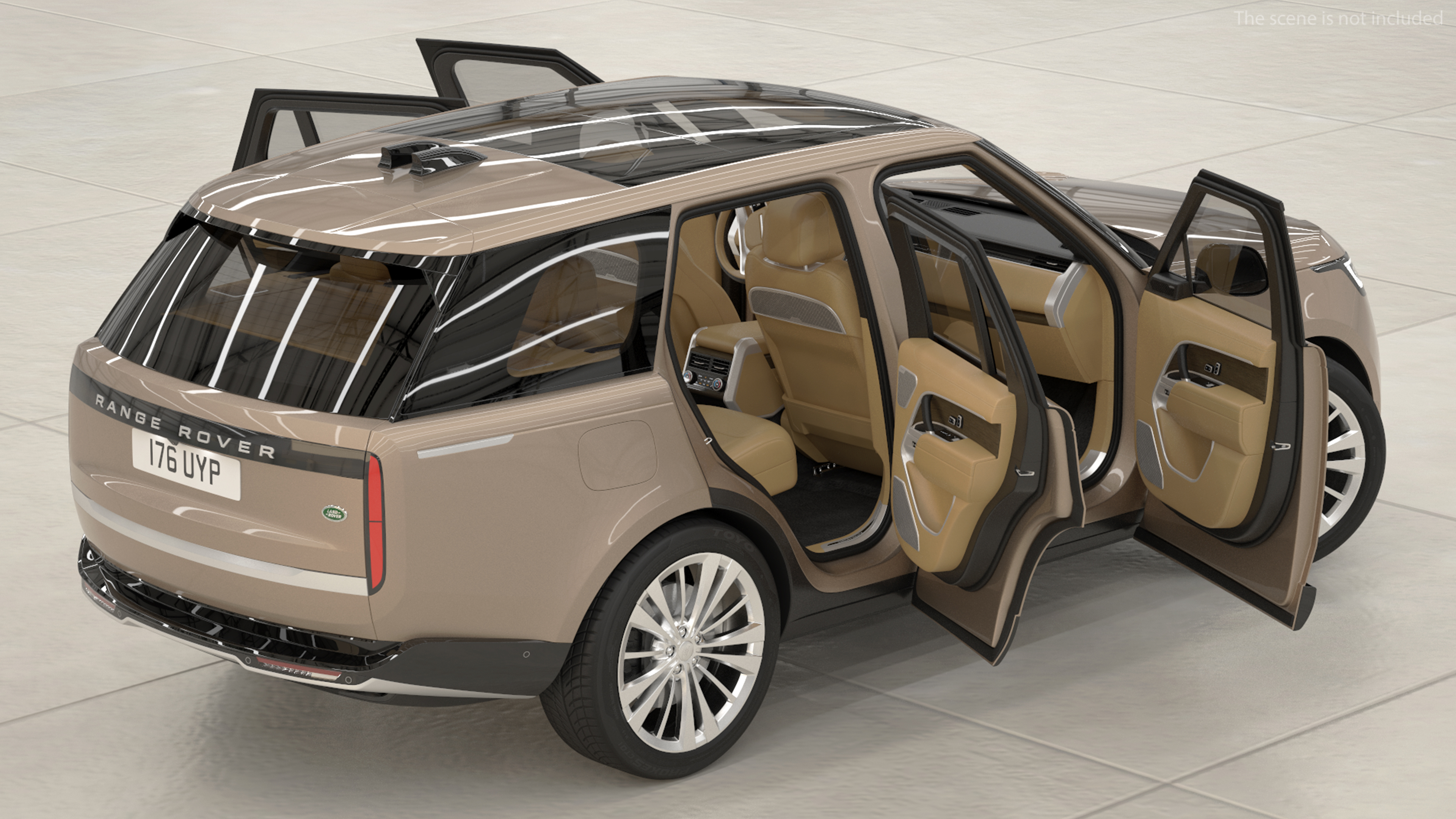 3D Range Rover 2022 Lights On Rigged model