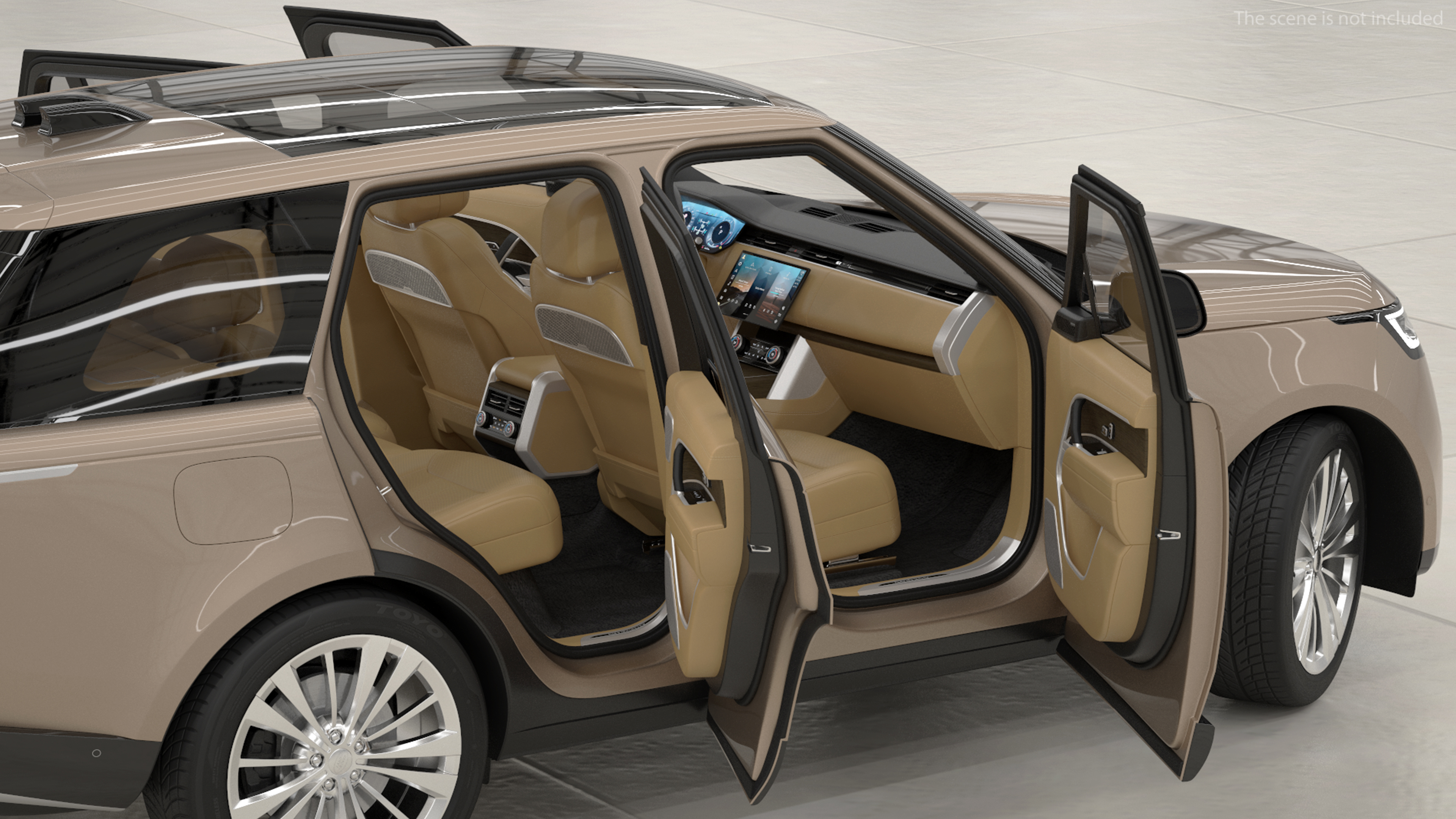 3D Range Rover 2022 Lights On Rigged model
